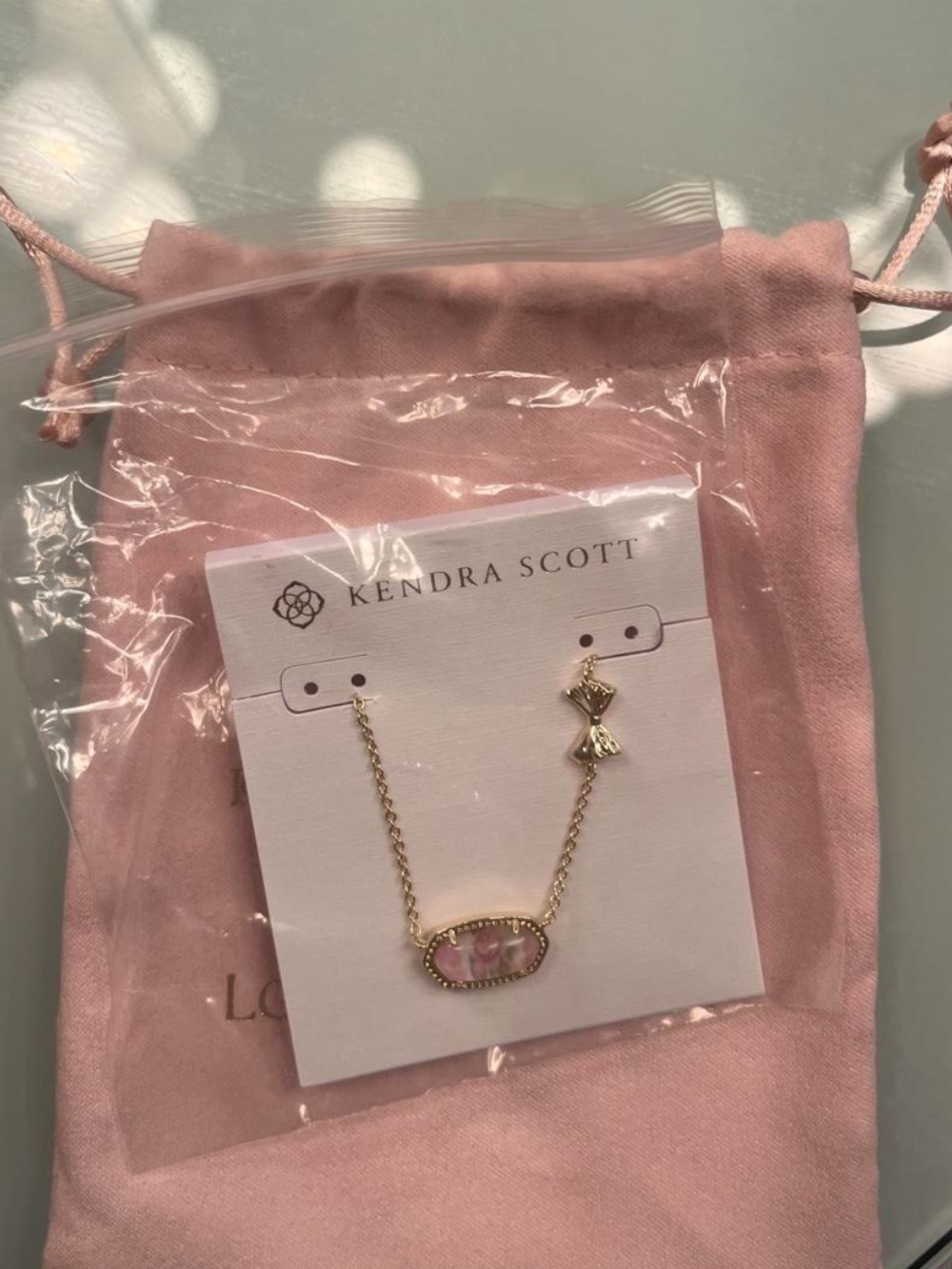 Kendra Scott x Loveshackfancy Pink Gold Rose Elisa Necklace